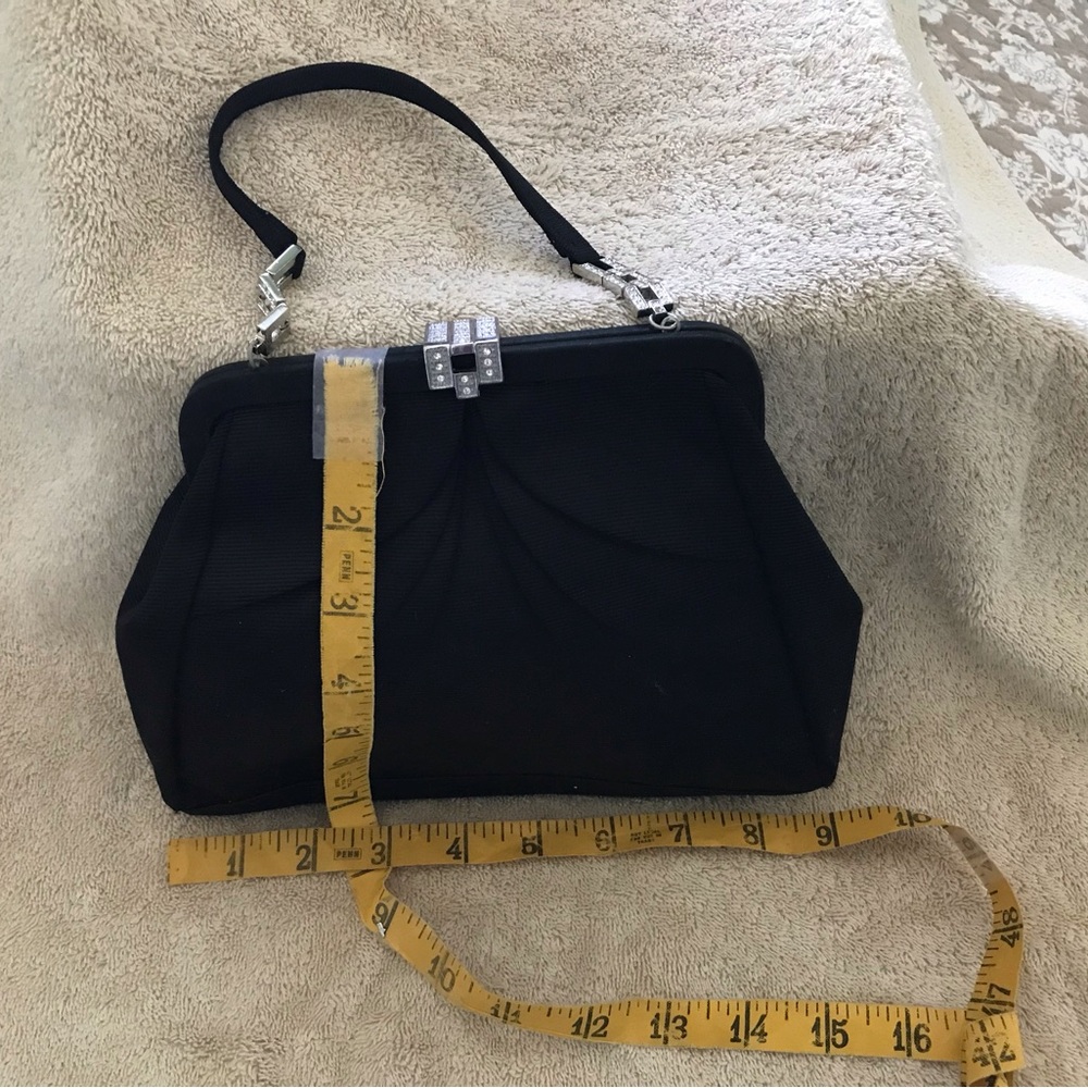 Kenneth Jay Lane Black Shoulder Bag with Silver Accents - Picture 2 of 7
